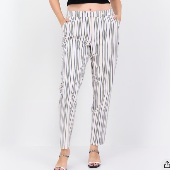 Scotch & Soda women's Lowry slim-leg mid-rise striped white dress pants sz 27. - Picture 14 of 17